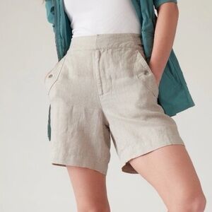 Athleta Womens Voyager Linen Shorts Size 8 Beachy Lagenlook Minimalist Nautical
